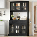 DWVO Kitchen Pantry Storage Cabinet with Microwave Stand, 71'' Tall Kitchen Hutch Cabinets with Power Outlet, Modern Food Pantry Hutch with Drawers ＆ Shelves for Home, Pack of 1, Black | 71" Tall Kitchen Hutch Cabinets with Power Outlet, Modern Food