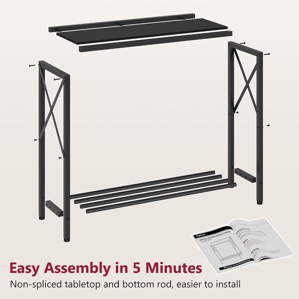 Tajsoon 2 Pack Console Table, 2 Tier Small Hallway Table, Narrow Sofa Table for Entryway with Open Shelves for Living Room, Hallway, Foyer, Office, Black
