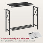 Tajsoon 2 Pack Console Table, 2 Tier Small Hallway Table, Narrow Sofa Table for Entryway with Open Shelves for Living Room, Hallway, Foyer, Office, Black