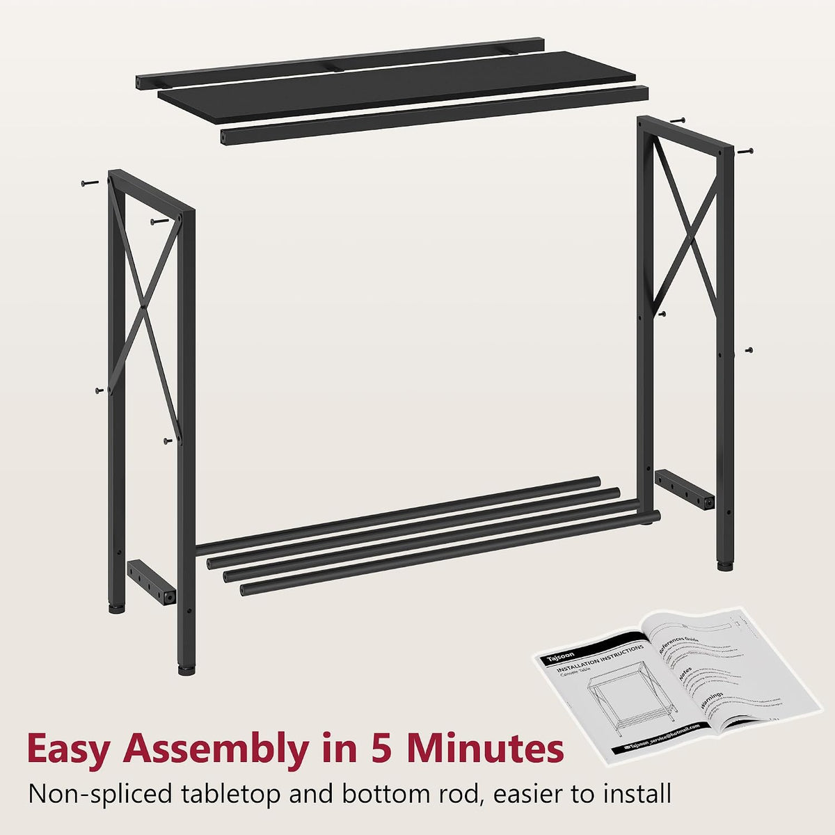 Tajsoon 2 Pack Console Table, 2 Tier Small Hallway Table, Narrow Sofa Table for Entryway with Open Shelves for Living Room, Hallway, Foyer, Office, Black