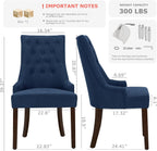 COLAMY Wingback Upholstered Side Dining Room Chairs Set of 4, Fabric Dining Chairs with Tufted Button, Living Room Chairs for Home Kitchen, Blue
