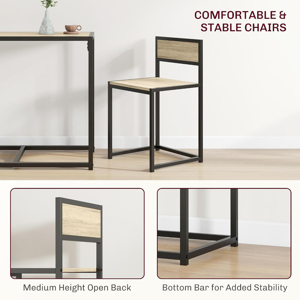 HOMCOM Small Dining Table Set for 2 Compact for Small Spaces, Oak