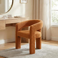 HNY Modern Sherpa Barrel Single Dining Chair, Orange | Upholstered Accent Armchair With 18.5" Wide Seat No Assembly Required For Living Room Bedroom Vanity Small Spaces