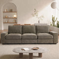 TEKAMON 100" Modular Sofa with Seats Storage, Comfy 3-Seater Chenille Fabric Couch for Living Room, Office, Apart W/Deep Seat, USB Charging, Upholstered Couch with Removable Cover(Brown)