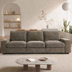 TEKAMON 100" Modular Sofa with Seats Storage, Comfy 3-Seater Chenille Fabric Couch for Living Room, Office, Apart W/Deep Seat, USB Charging, Upholstered Couch with Removable Cover(Brown)