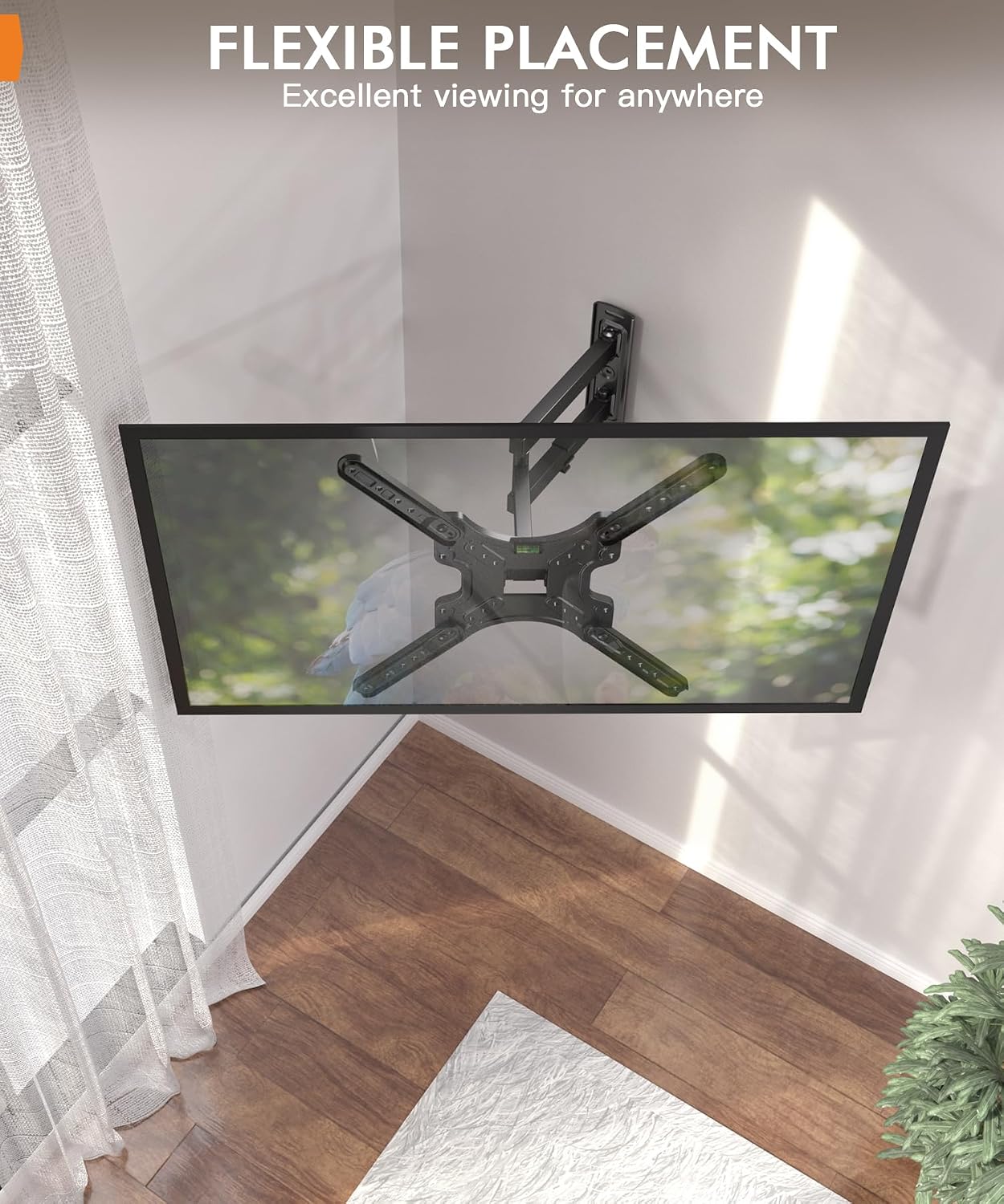 Full Motion Corner TV Wall Mount for 26-55 Inch TVs | TV Bracket with Tilt, Swivel and Articulating Arm. Fits Flat/Curved TVs, Single Stud Design, Max VESA 400x400mm, 77 lbs