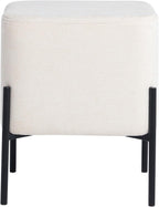 Get Set Modern Linen Ottoman Stool Vanity Stool Foot Rest Stool, Square Small Vanity Chair for Makeup Room, Footrest Stool with Metal Legs, Side Table Ottoman for Living Room, Bedroom, Walk-in Closet