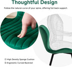 Green Velvet Dining Chairs Set of 4, Ergonomic Kitchen Chairs | Modern Upholstered Dining Chairs, Vertical Striped Enclosed Side Chair with Curved Backrest & Metal Legs for Living Room