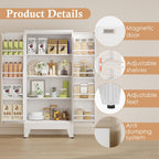 48" H Metal Kitchen Pantry Storage Cabinet, Freestanding Cupboard Storage Cabinet with Doors and Adjustable Shelves, Large Stand Up Food Cupboard for Living Room, Dinning Room, White