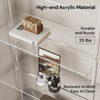 Acrylic Ladder Bookshelf, 4-Tier Clear Wall Mounted Bookshelf with Open Shelves, Multipurpose Bookcase for Living Room, Bathroom, Office, Modern, 11.6" D x 23.4" W x 59.4" H