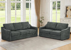 2 Pieces Chenille Sofa Set w/Soft Back Cushion, Grey | Modern 2 Seat & 3 Seats Couch Set w/Deep Seat Space, Upholstered Love Seat & Sofa w/High Density Foam for Living Room