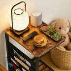 Wood Pedestal TV Trays for Eating on Couch, C Shaped End Table for Couch Side Tables that Slide Under, Sofa Arm Recliner Chair Dinner Table, Small TV Tray Over the Couches Stand, Living Room ET-P-BRW1