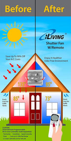 iLiving - 16" Wall Mounted Exhaust Fan - Automatic Shutter - Variable Speed - Vent Fan For Home Attic, Shed, or Garage Ventilation, 1200 CFM, 1800 SQF Coverage Area (Power Cord Not Included)