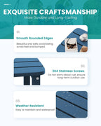 SERWALL Adirondack Table Outdoor Side Table- Blue