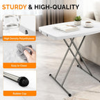 VINGLI Small Adjustable Folding Table, 13.8 in-28 in Height Personal Laptop TV Tray, HDPE Plastic Top with Steel Frame, 30 inch, White