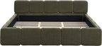 Merax King Boucle Platform Bed with Thick Headboard and Footboard, Green