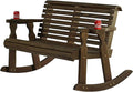 Amish Casual Heavy Duty 800 Lb Roll Back Pressure Treated Double Rocker with Cupholders (Dark Walnut Stain)
