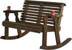 Amish Casual Heavy Duty 800 Lb Roll Back Pressure Treated Double Rocker with Cupholders (Dark Walnut Stain)
