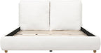 Merax Queen Boucle Upholstered Bed, 2 Removable Headboard Pillows, White