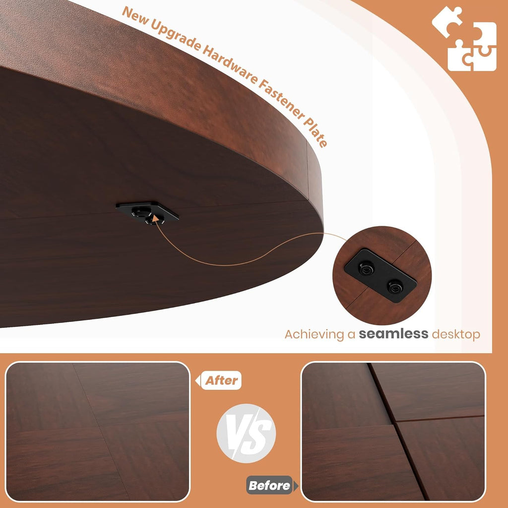 IDEALHOUSE Round Dining Table, 47" Kitchen Table for 4-6 People, Circle Tables with Sturdy Pedestal Base, Space Saving Dinning Room Furniture for Living Room, Kitchen, Apartment, Walnut