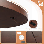 IDEALHOUSE Round Dining Table, 47" Kitchen Table for 4-6 People, Circle Tables with Sturdy Pedestal Base, Space Saving Dinning Room Furniture for Living Room, Kitchen, Apartment, Walnut
