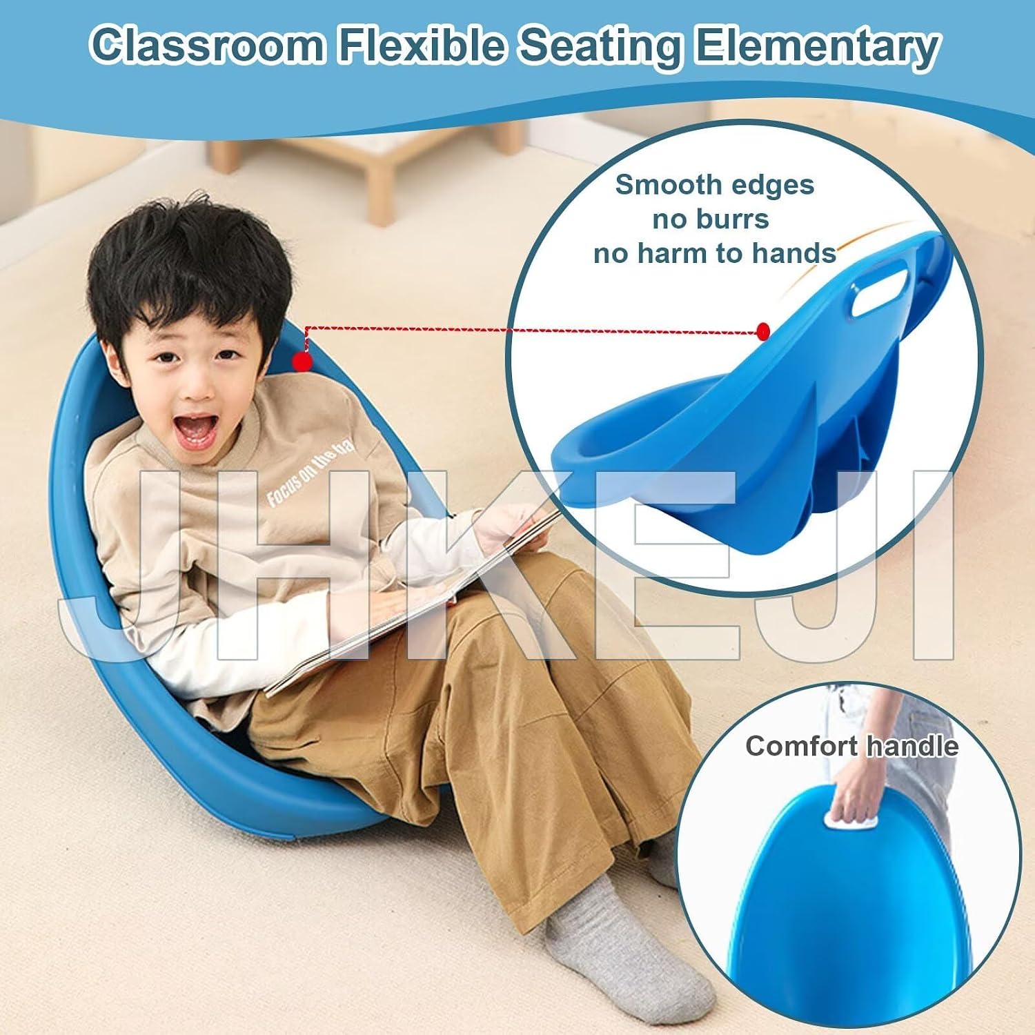 Rocker Chairs for Classroom, Portable Floor Seating with Back Support, Flexible Classroom Seating for Elementary, Plastic Reading Chair, Sensory Wobble Chair, Fun Scoop Egg Chair Indoor, (Green,2)