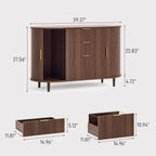 Halitaa 3-Drawer File Cabinet with 2 Sliding Doors, 39.37" Lateral Wood Filing Cabinet for Home Office and School, Printer Stand with Storage for Letter/A4 Hanging Files, Walnut