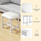 White Vanity Stool, Small Vanity Chair, Makeup Bench Seat for Deak | Vintage Style Vanity Bench Seat, Backless Stools for Vanity Compact, Stool for Bedroom, Bathroom, Entryway, Living Room