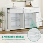 Giantex Large Buffet Cabinet with Storage, 59” Kitchen Cabinet with 4 Doors, 6 Drawers & 2 Adjustable Shelves, Modern Sideboard for Living Room, Coffee Bar, White