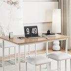 VECELO Dining Table and Faux Leather Chairs Set for 4, Oak | Kitchen table and chairs set for 4, Faux leather stools, Wood tabletop, Sturdy metal frame, Space-saving, Easy assembly