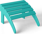 Costaelm Adirondack Chair Footrest Foldable Ottoman, Folding Ottoman Outdoor Foot Rest for Patio Waterproof, Adirondack Ottoman Outdoor, Turquoise