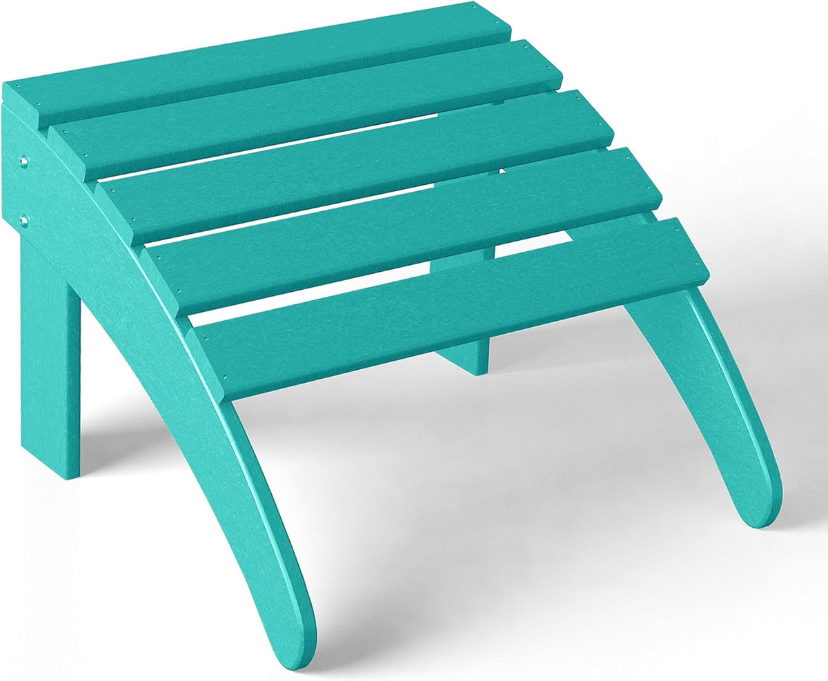 Costaelm Adirondack Chair Footrest Foldable Ottoman, Folding Ottoman Outdoor Foot Rest for Patio Waterproof, Adirondack Ottoman Outdoor, Turquoise
