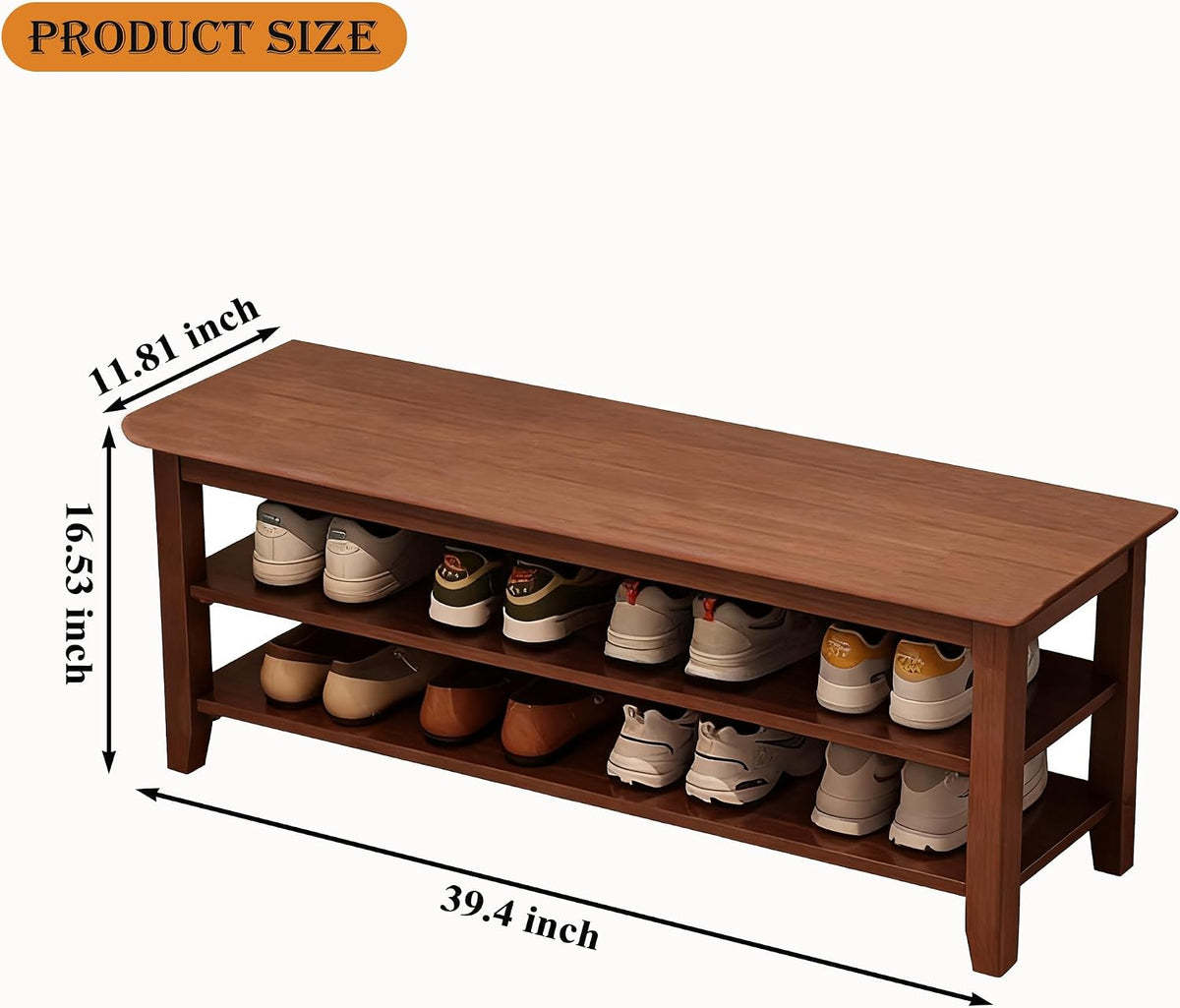 SOBIBO Shoe Rack Bench for Front Door Entrance, Solid Wood Shoe Bench for Closet, Entryway, Mudroom, Hallway, 39.4 inches