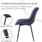 YOUNIKE Faux Leather Dining Chairs Set of 2 Mid-Century Modern High Padded Back Comfy Upholstered Kitchen Chairs with Metal Legs Wide Seat Accent Side Chair for Dining/Living/Waiting Room Navy Blue