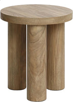 LuxenHome Round Side Table, 19" Tall End Table with 3 Pillar Legs, Modern Farmhouse Dark Oak Finish Wooden Couch Side Tables, Accent Table for Living Room, Bedroom