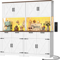 Unikito 71" Tall Kitchen Pantry Cabinet with Microwave Countertop, 63" Wide Pantry Storage Cabinet with Charging Station & LED Lights,Large Kitchen Hutch Cabinet with Drawers for Dining Room, White