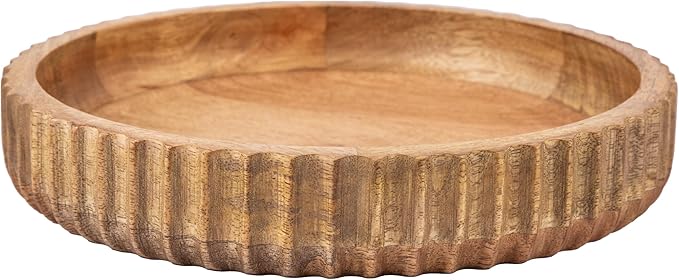 Wooden Serving Bowl– 2 Inches, Mango Wood – Large Bowl, Color-Natural Wood Finish