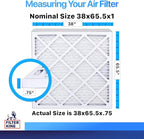 Filter King 38x65.5x1 Air Filter | 4-PACK | MERV 8 HVAC Pleated A/C Furnace Filters | MADE IN USA | Actual Size: 38 x 65.5 x .75"