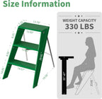 HOTEAGLE Modern Folding Chair - Multifunctional Design Doubles as Step Stool & Storage Shelf, Sturdy Engineering Plastic for Kitchen, Dining & Bistro,Green
