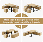XIAO WEI Corner Dining Table Set, 6-Piece Breakfast Nook Dining Set with Storage Bench and Stools, 47" Banquette Seating for Small Space, Apartment Kitchen & Dining Room, Natural Wood