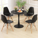 Tangkula Round Dining Table Set for 4, Kitchen Table Set with Seat & Solid Wood Legs, Round Kitchen Table and Chairs for Small Space, Black