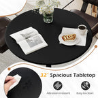 Tangkula Round Dining Table Set for 4, Kitchen Table Set with Padded Seat & Solid Wood Legs, Round Kitchen Table and Chairs for Small Space, Black (Black)