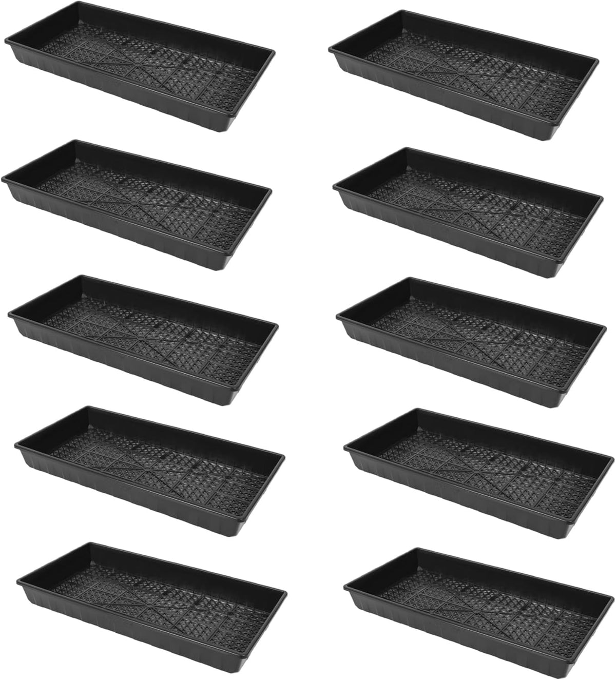 SUNPACK 10" x 20" Heavy Duty Mesh Plastic Seed Starting Tray, Black, 2.3" (Pack of 10) - Ensures Water Drainage and Aeration, Perfect for Greenhouses or Indoor Gardening