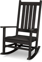 Polywood Vineyard Porch Rocking Chair, HDPE Outdoor Rocker, Patio Furniture, Black, Made in USA