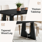 Tribesigns Large Dining Table for 6-8 People, 70.9-Inch Wood Rustic Rectangular Table with Black Wooden Legs, Farmhouse Center Kitchen Table for Dining Room, Living Room, Home Furniture, Black | Rustic Farmhouse Kitchen Table with Wooden Legs for Dining