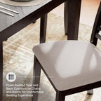 Signature Design by Ashley Langwest 6-Piece Dining Table Set with Bench | Seats up to 6, 60.38 in W dining table, Reverse diamond patterned veneer, Tapered legs, Light beige polyester fabric