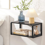 Floating Nightstand, Wood Bedside Shelf Wall Mounted Nightstand with Heavy-Duty Frame, Floating Bedside Table for Bedroom, Bathroom, Kitchen, (Vintage Black, 1 Pack)
