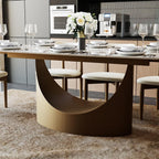 POVISON Extendable Dining Room Table 6-8, 71-95" Expandable Modern Dining Table for 6-10, Rectangular Glossy Pandora Sintered Stone Tabletop for Dining Room, Bronze Base (Dining Table Only)
