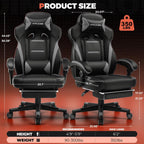 GTPLAYER Gaming Chair for Adults, Big and Tall 350LBS Heavy Duty Office Chair, Ergonomic High Back Lumbar Support and Recliner for Back Pain Relief, Sky Gray