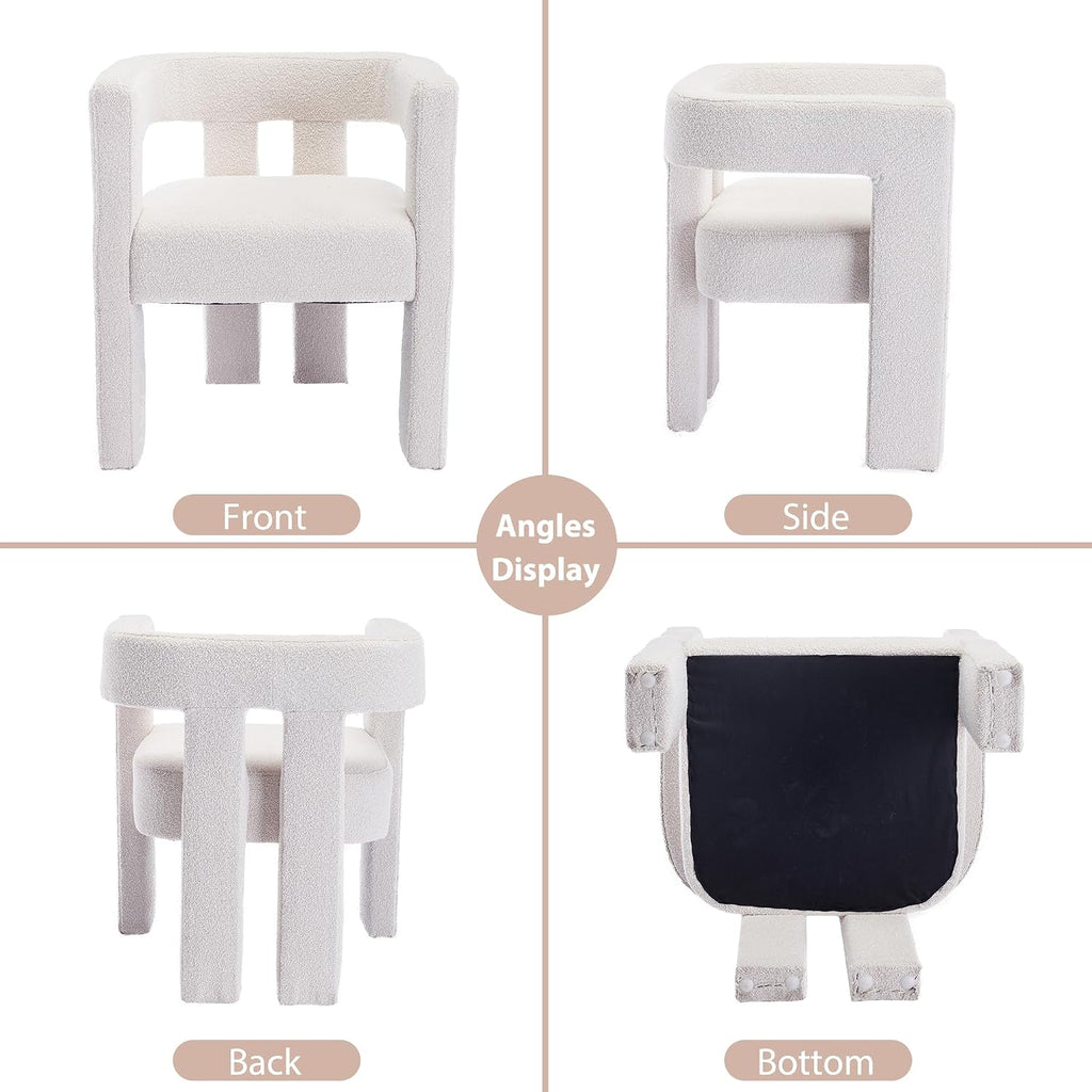 Tmsan Boucle Accent Chairs Set of 2, Modern Barrel Dining Chairs, Sherpa Armchair Comfy Upholstered Side Chair for Living Room Kitchen Reception (Beige, Set of 2)